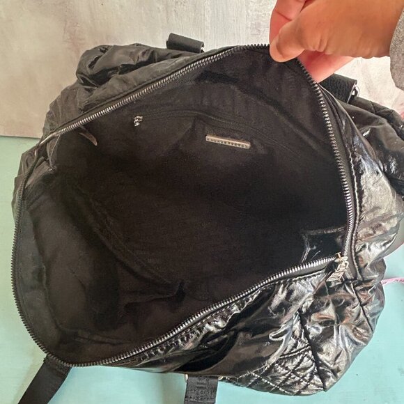 Steve Madden Black Large Quilted Tote Weekender Shoulder Bag Canvas Handles - Picture 10 of 11